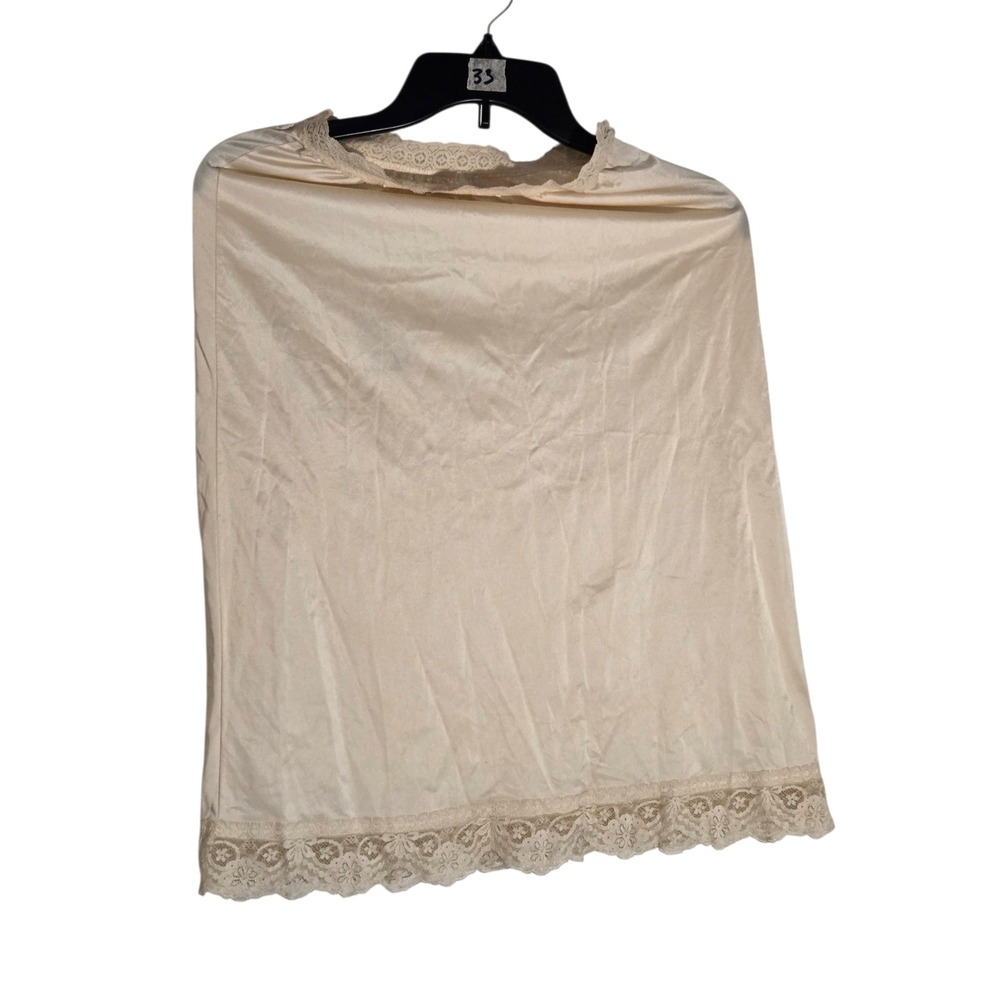 Vintage Vanity Fair Cream Lace Trim Slip Skirt Size Small Tear in Lace On Waist